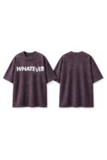 WHATEVER Acid Wash Tee in Mauve, front and back view