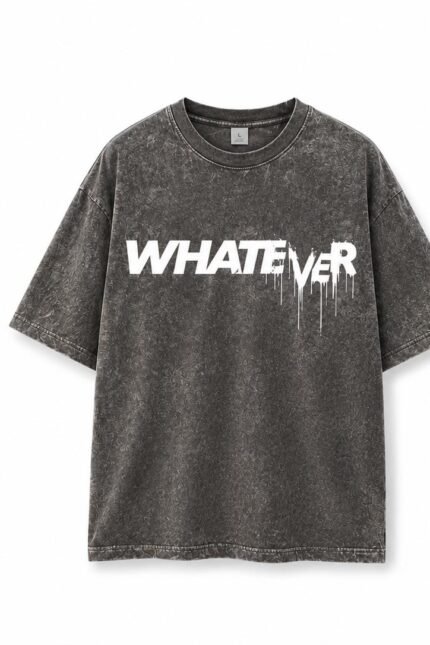 WHATEVER Acid Wash Tee in Midnight Navy, front view