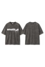 WHATEVER Acid Wash Tee in Midnight Navy, front and back view