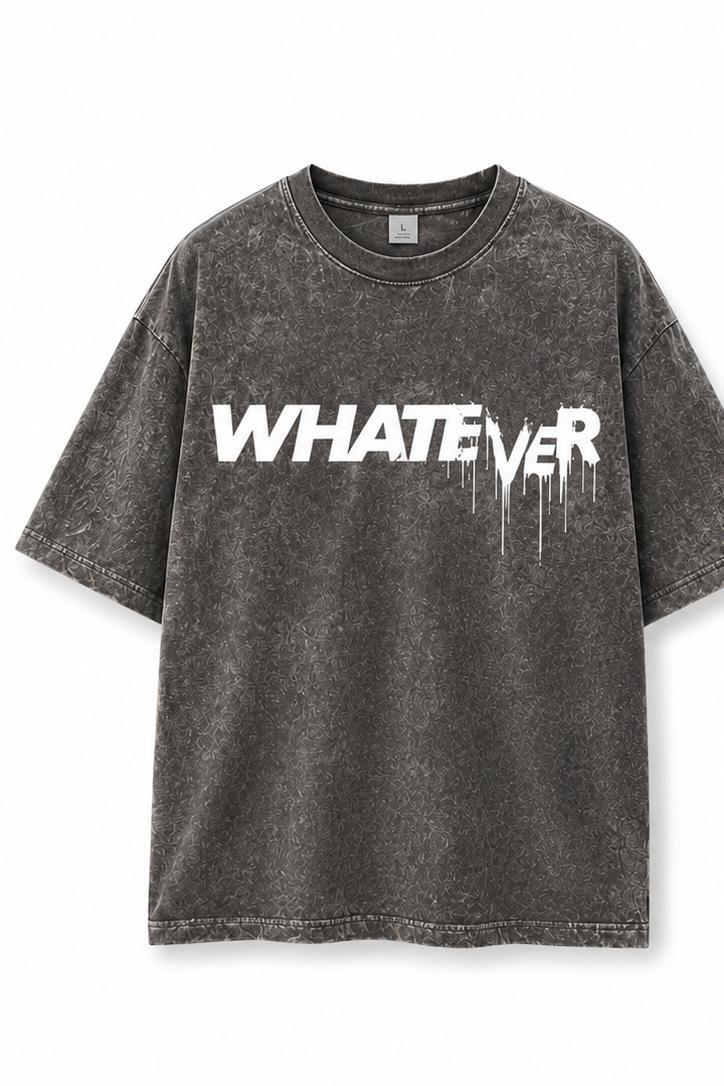 WHATEVER Acid Wash Tee in Midnight Navy, front view WHATEVER Acid Wash Tee in Midnight Navy, front view