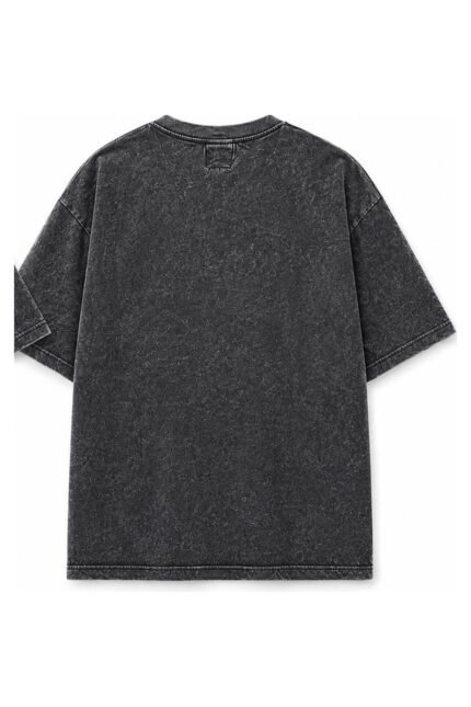 WHATEVER Acid Wash Tee in Slate, back view