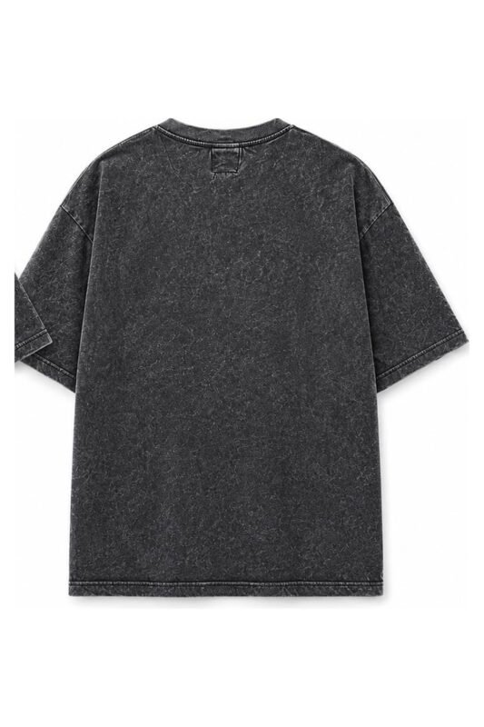 WHATEVER Acid Wash Tee in Slate, back view