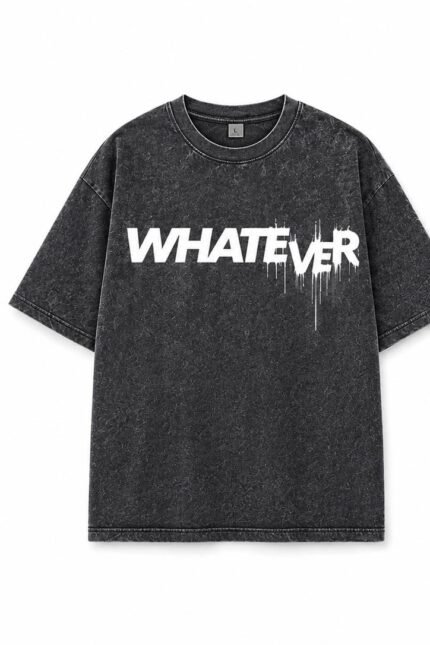 WHATEVER Acid Wash Tee in Slate, front view