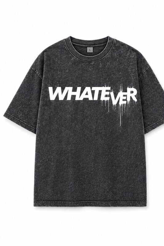 WHATEVER Acid Wash Tee in Slate, front view