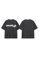 WHATEVER Acid Wash Tee in Slate, front and back view