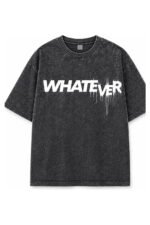 WHATEVER Acid Wash Tee in Slate, front view