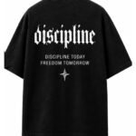 Discipline Drop-Shoulder Tee in Black, back view