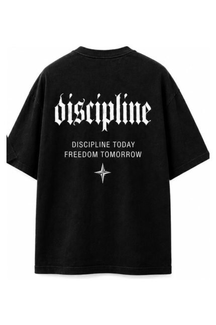 Discipline Drop-Shoulder Tee in Black, back view