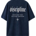 Discipline Drop-Shoulder Tee in Navy, back view