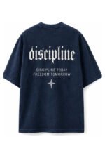 Discipline Drop-Shoulder Tee in Navy, back view