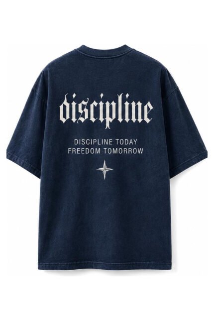 Discipline Drop-Shoulder Tee in Navy, back view