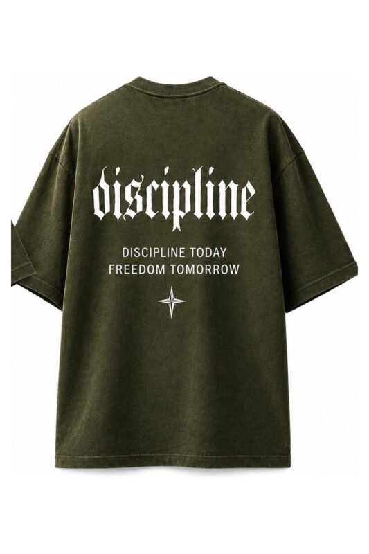 Discipline Drop-Shoulder Tee in Olive, back view