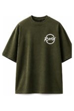 Discipline Drop-Shoulder Tee in Olive, front view