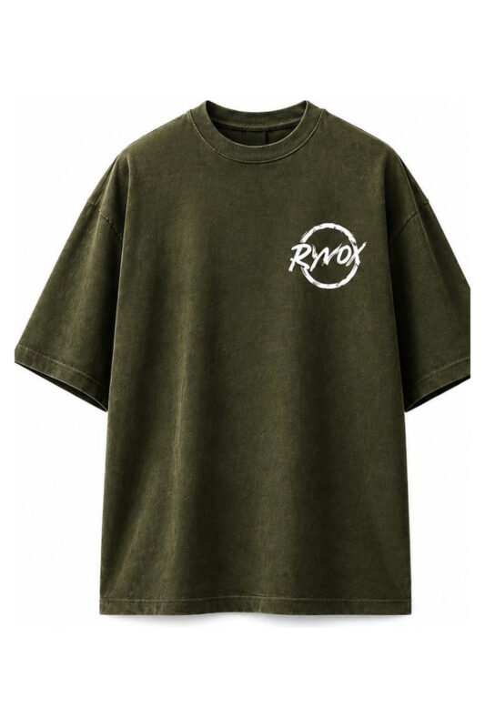 Discipline Drop-Shoulder Tee in Olive, front view