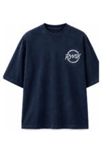 Faith Over Fear Drop-Shoulder Tee in Navy, front view