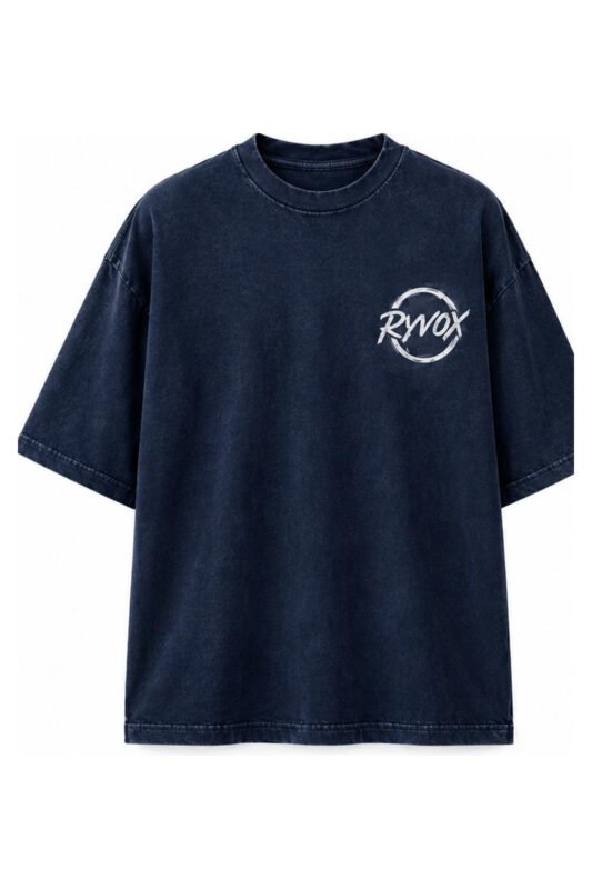 Faith Over Fear Drop-Shoulder Tee in Navy, front view