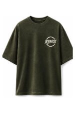Faith Over Fear Drop-Shoulder Tee in Olive, front view