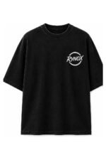 Stairway To Light Drop-Shoulder Tee in Black, front view
