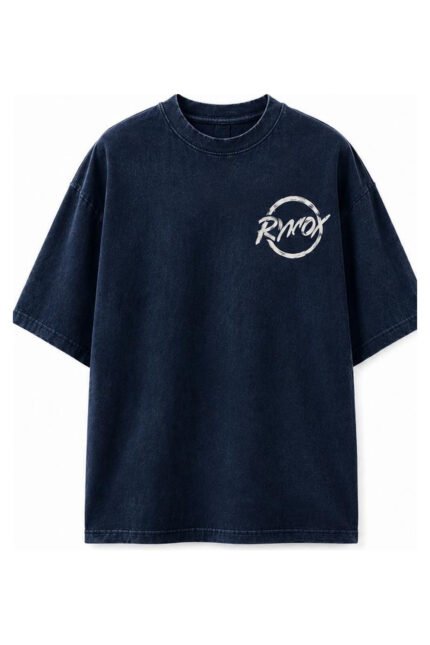 Stairway To Light Drop-Shoulder Tee in Navy, front view
