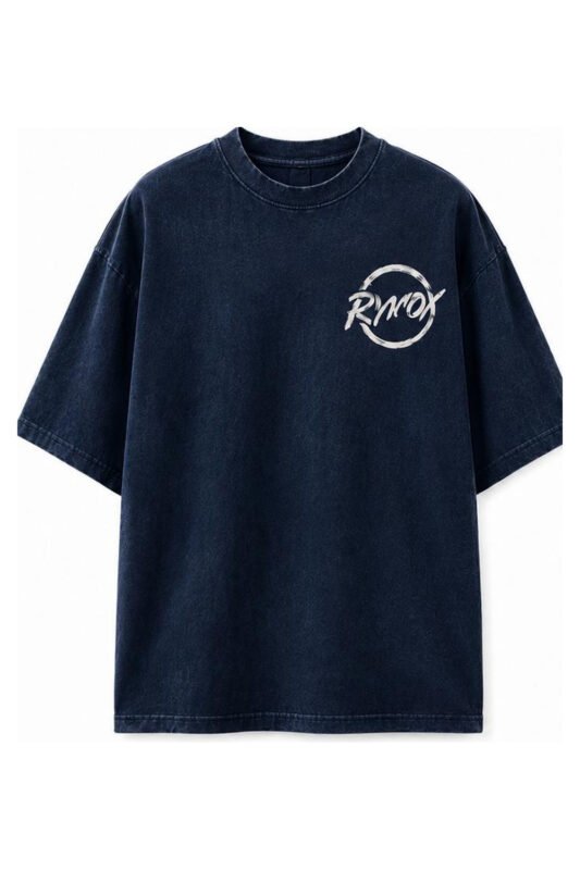Stairway To Light Drop-Shoulder Tee in Navy, front view