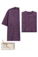 Essential Acid Wash Tee in Mauve, front and back view