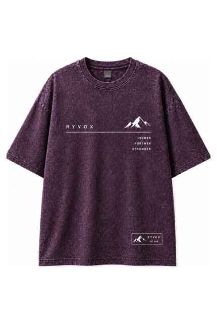 RYVOX Signature Acid Wash Tee in Mauve, front view