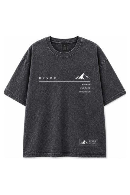 RYVOX Signature Acid Wash Tee in Midnight Navy, front view