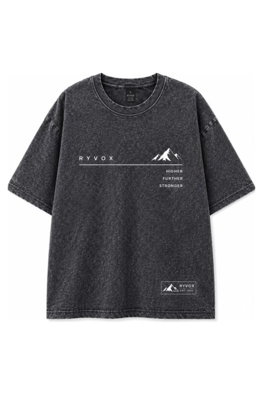 RYVOX Signature Acid Wash Tee in Midnight Navy, front view