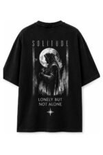 Solitude Oversized Tee in Black, back view