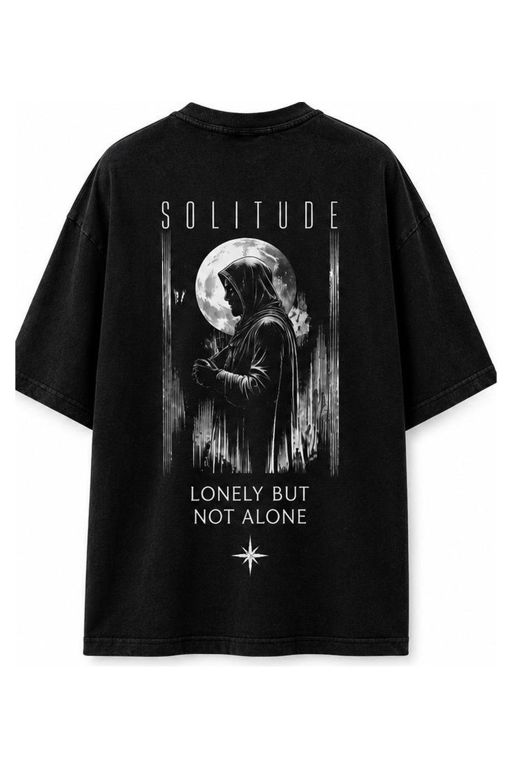 Solitude Oversized Tee in Black, back view Solitude Oversized Tee in Black, back view
