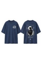 Solitude Oversized Tee in Navy, front and back view