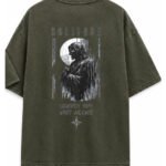 Solitude Oversized Tee in Olive, back view