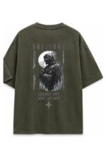 Solitude Oversized Tee in Olive, back view