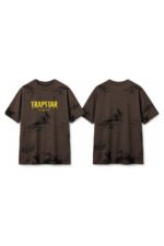 It's Secret Jersey Tee in Brown, front and back view